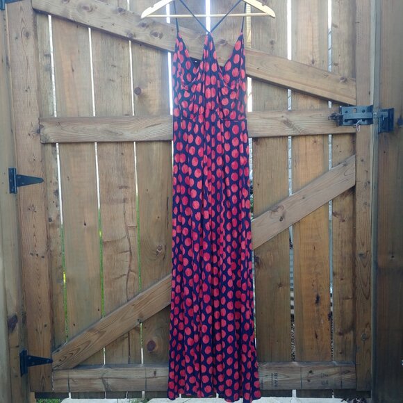 4/$20 Gap navy blue orange red spot polka dot maxi dress racerback soft stretc… - Picture 6 of 12